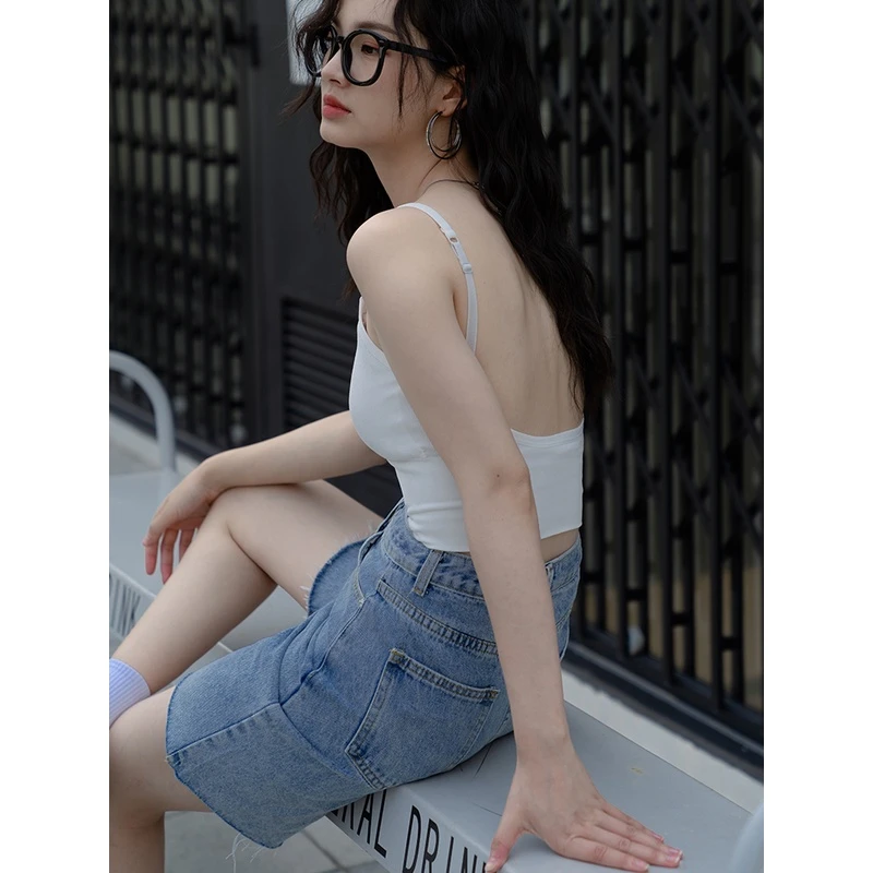 【有垫子】美背吊带背心女内搭外穿纯色短款-1C383