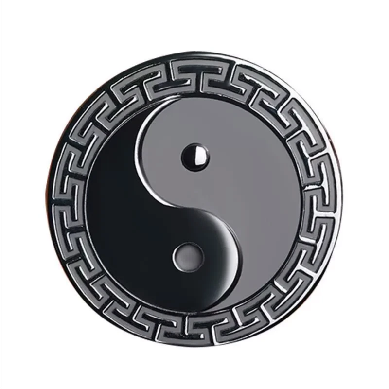 新疆复古刻字和田玉青玉双面雕刻四大神兽八卦男士款太极八卦吊坠
