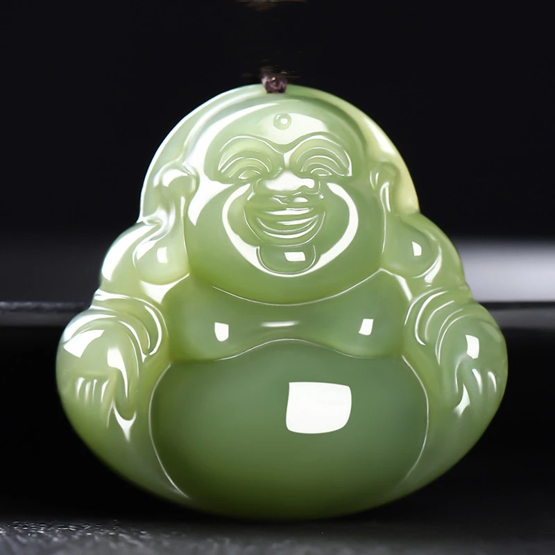 和田玉弥勒佛玉坠真品玉石女款大肚笑佛玉吊坠玉佛项链玉挂件玉佩