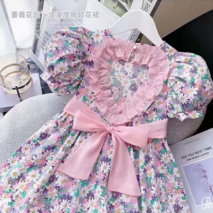 女童连衣裙夏装新款儿童裙子洋气小女孩清新碎花宝宝网红裙公主裙