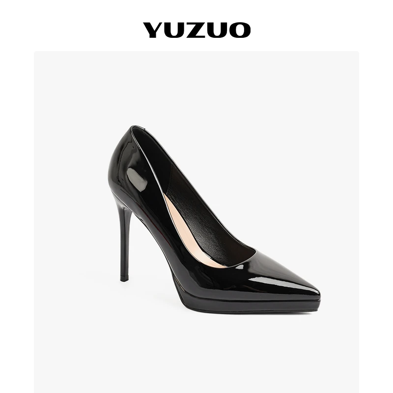 与作裸色黑色浅口高跟鞋女细跟防水台不累脚职业鞋尖头单鞋女气质