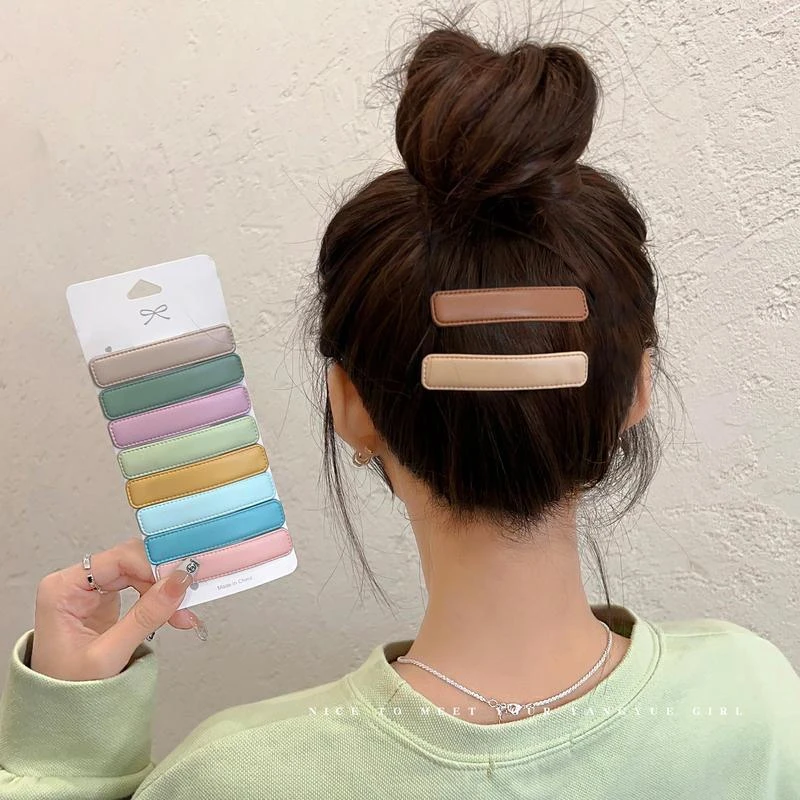 皮质bb夹女网红刘海夹甜美气质简约一字夹橘里O