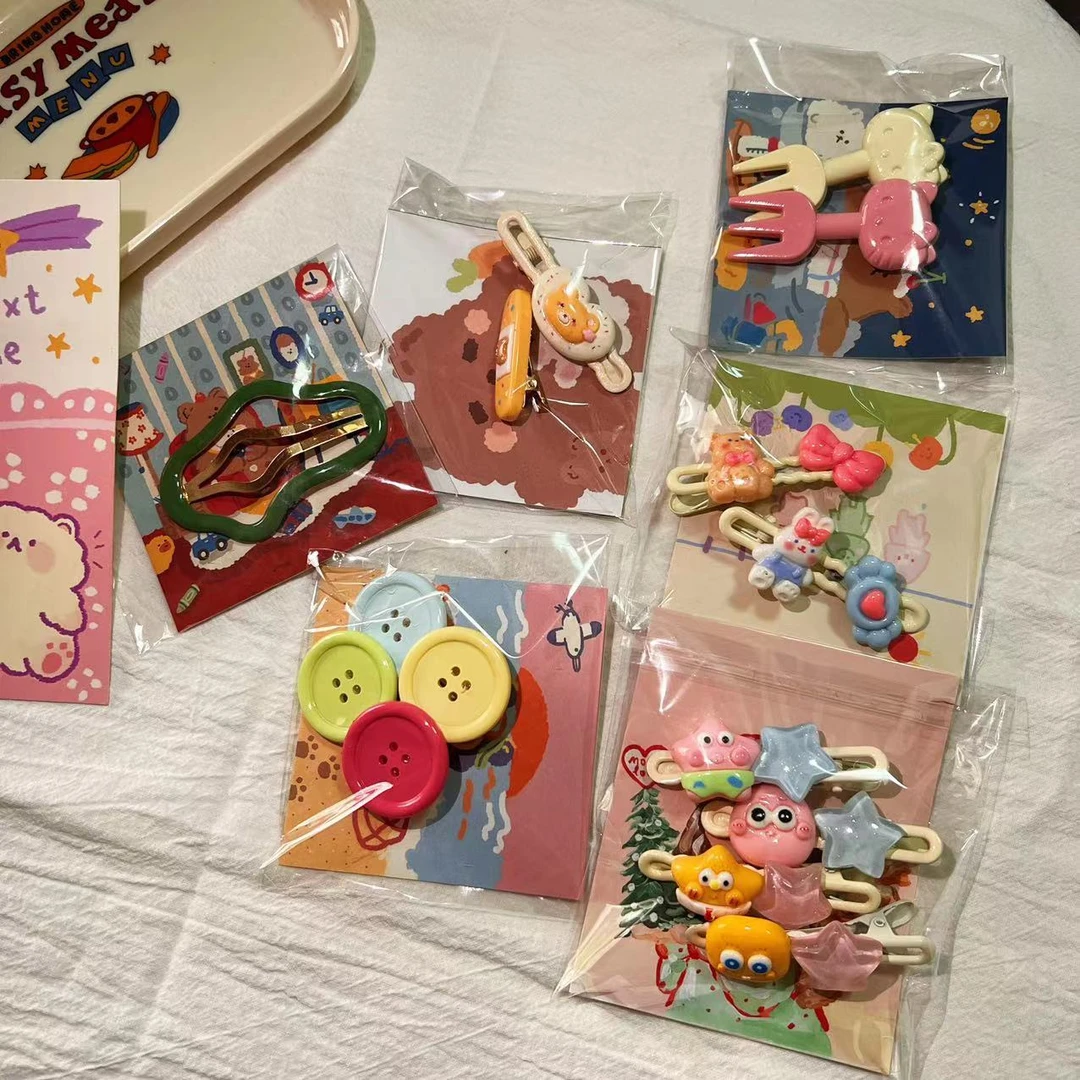13个装!可爱少女kitty发夹刘海夹小鱼侧边夹云朵发夹纽扣发夹发饰