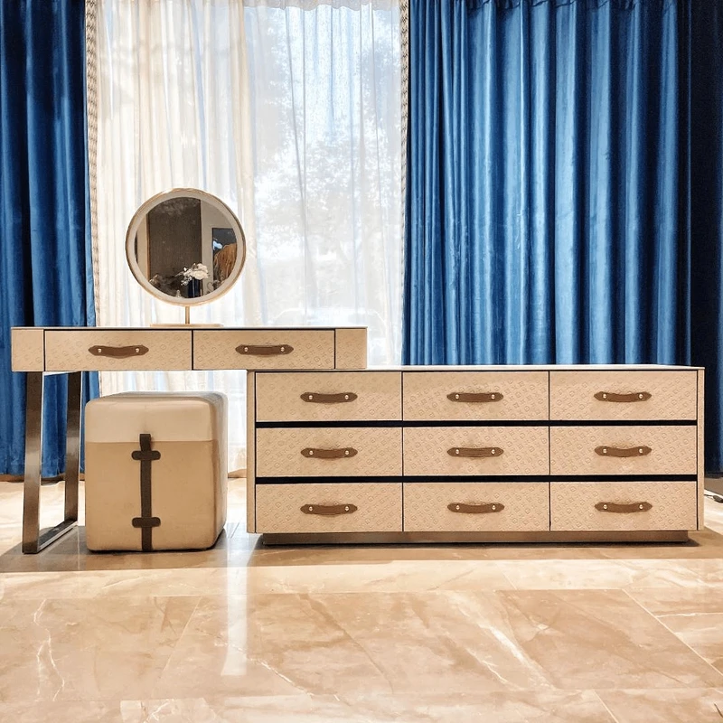 【喜悦家具】SKM四叶草压花梳妆台 斗柜160*45*61.5 搭板120*45*76