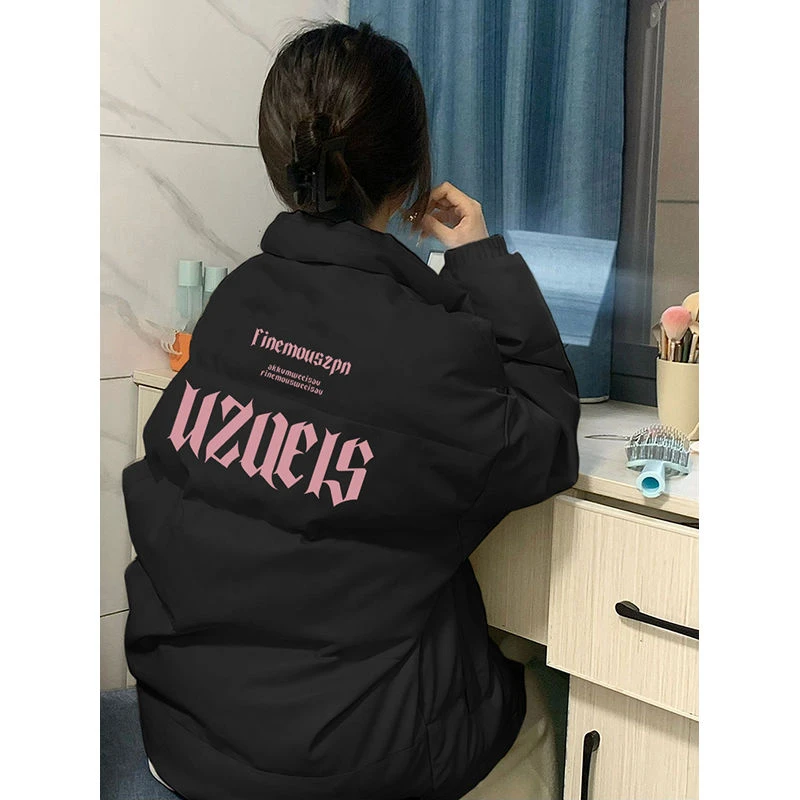 潮牌冬天学生外套女新款棉衣棉服宽松复古oversize加厚上衣面包服