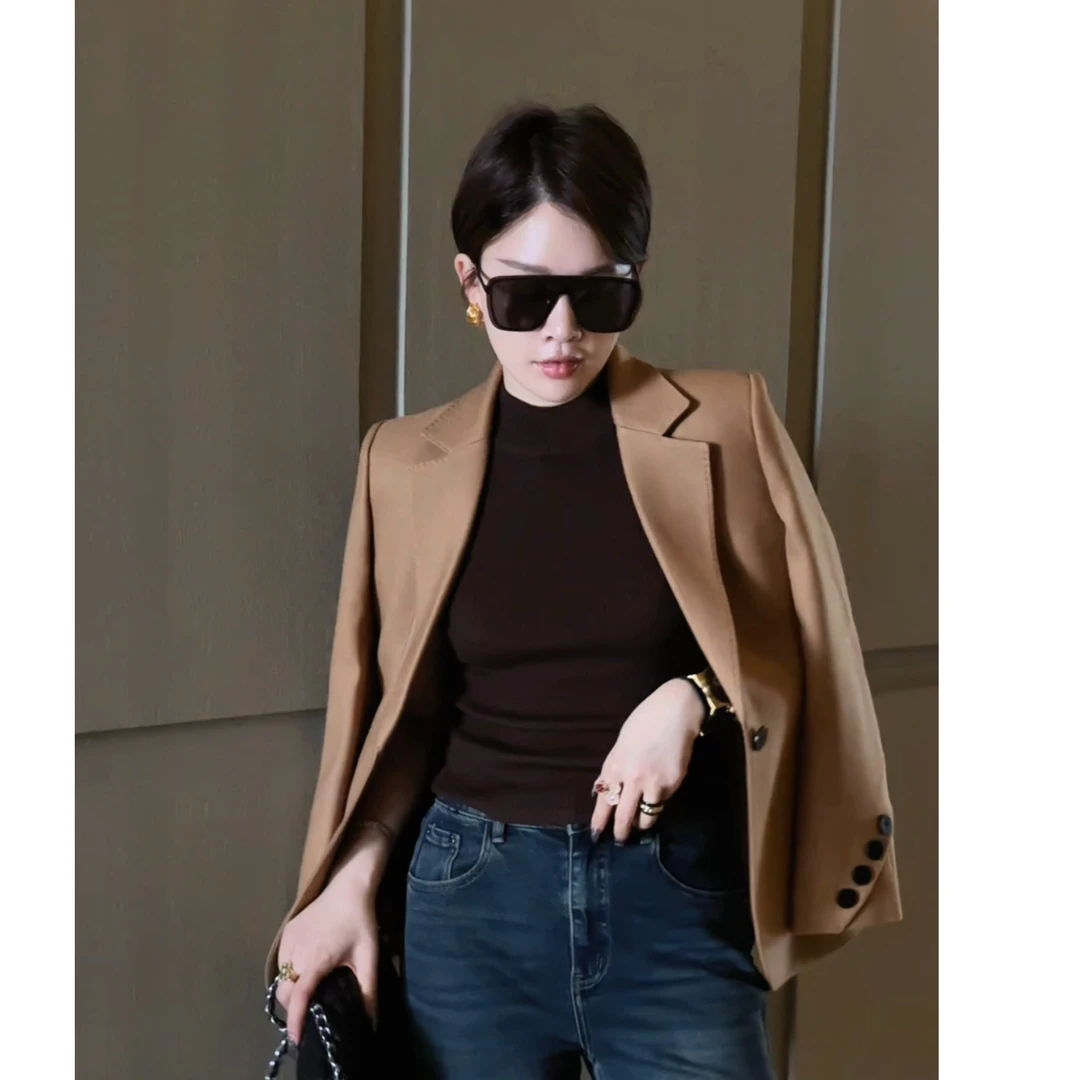 《C位西装》JING2024春季新款23839设计感气质羊毛西装女时尚百搭