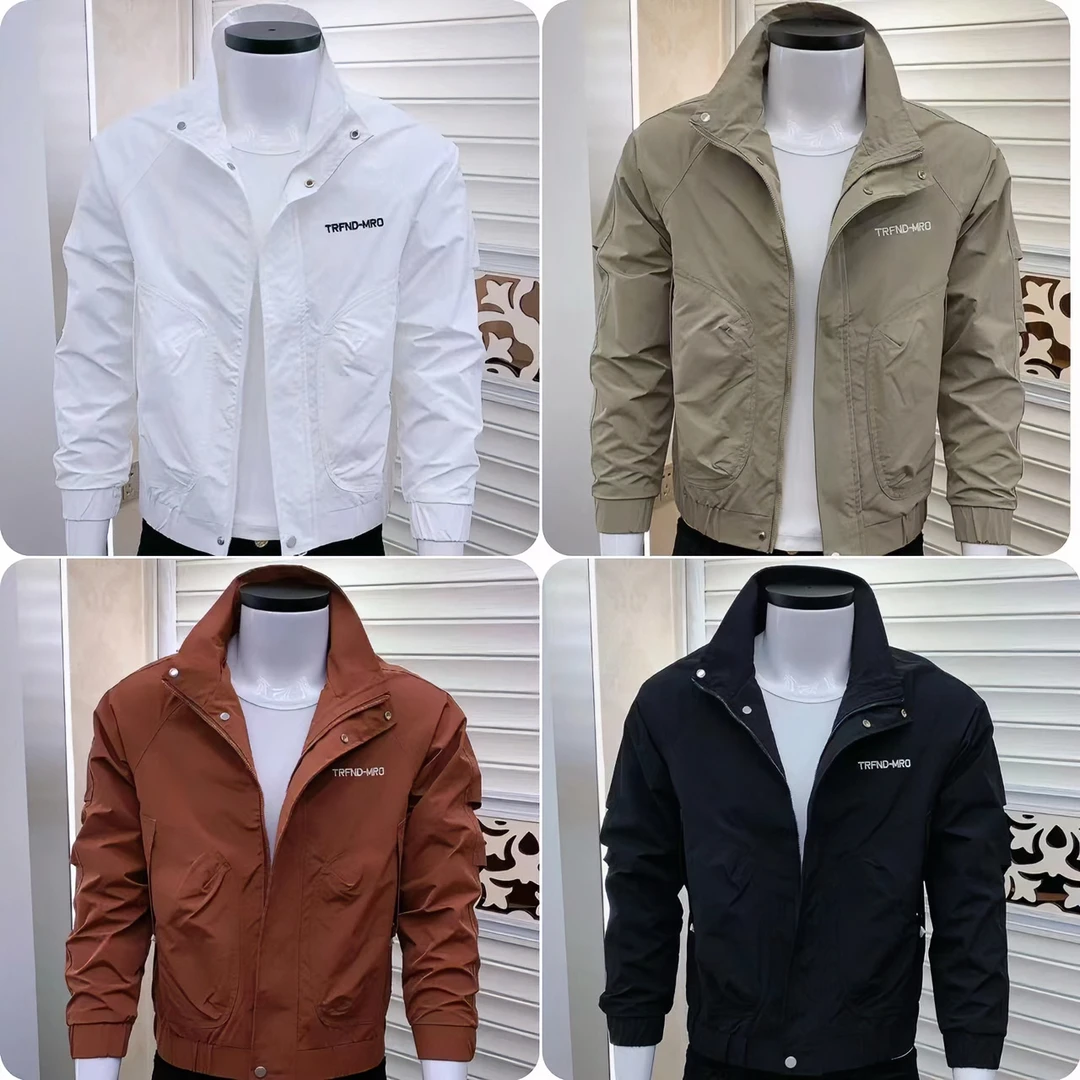 2025春季新款男士纯色时尚立领夹克韩版修身潮流帅气休闲男装外套