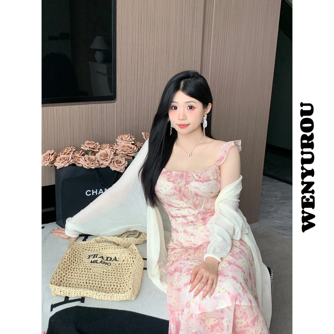 【现货】温与柔【鸢尾仙姬】显瘦连衣裙碎花气质夏季收腰甜美甜美