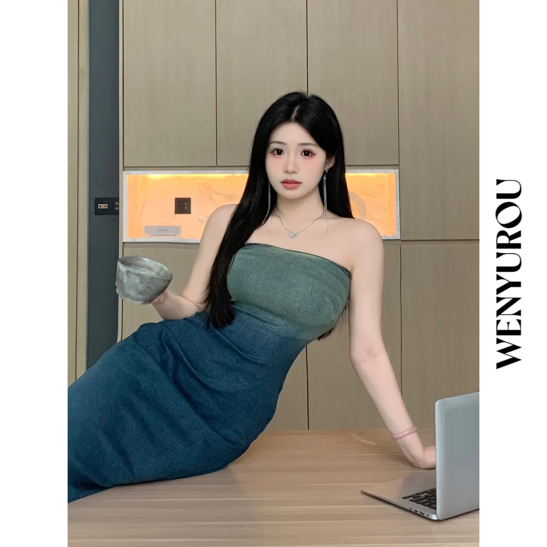 【现货】温与柔【人鱼公主】显瘦气质性感抹胸连衣裙纯欲无袖