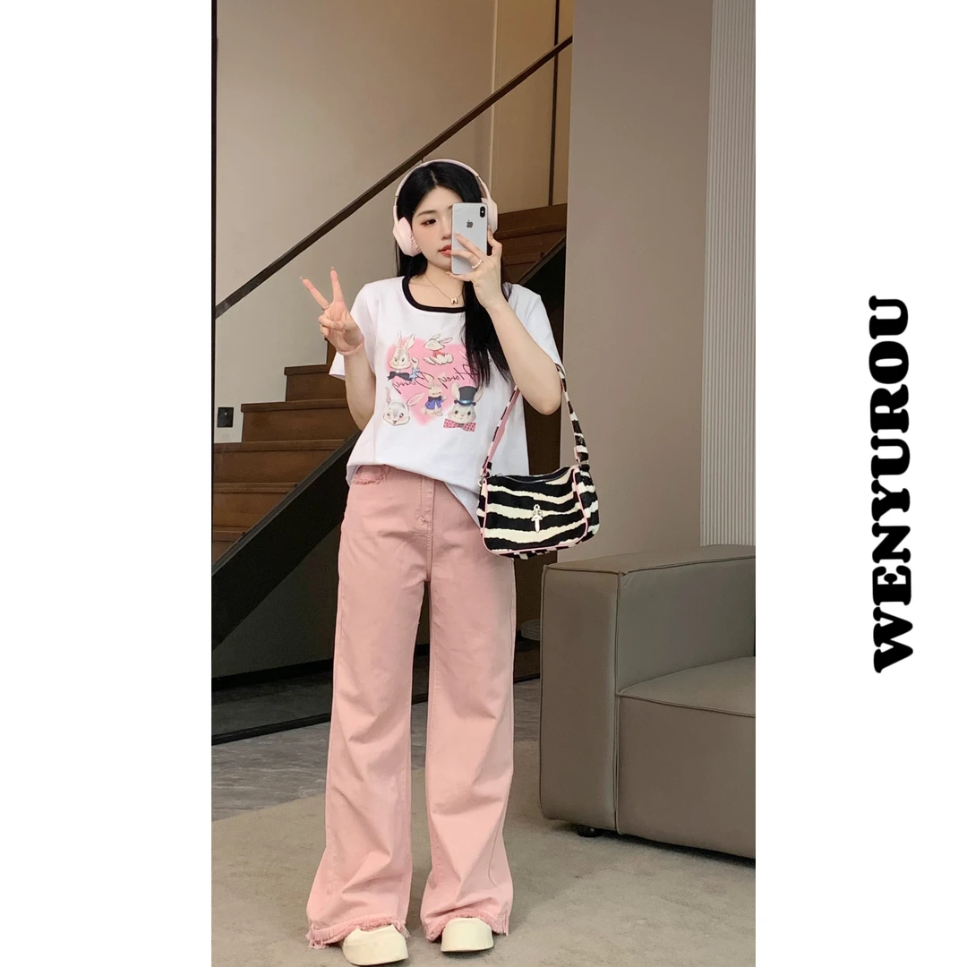 MKK麦800077【休息日-上衣】阔腿裤高腰直筒夏季休闲套装微胖显瘦