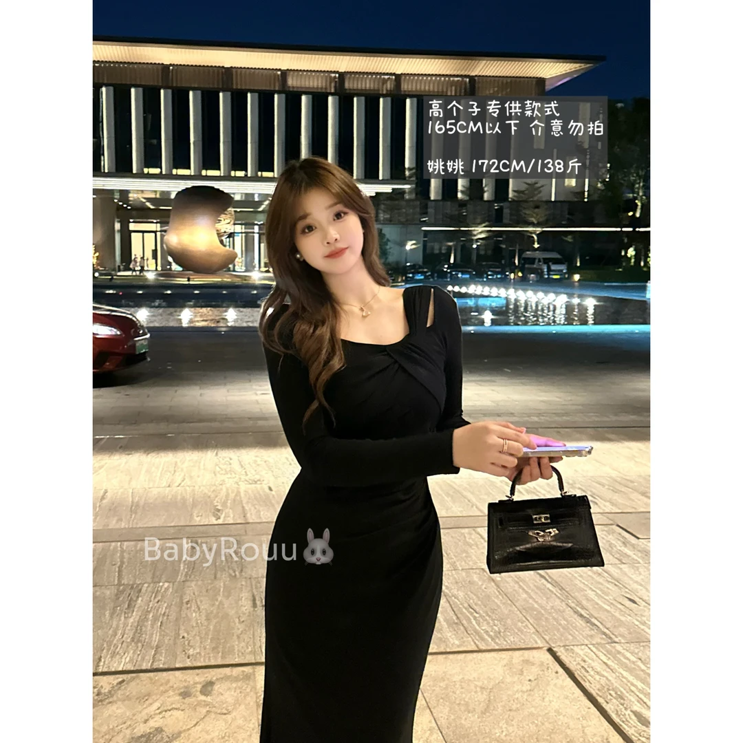 baby rouu【浪漫基因】温与柔气质显瘦秋冬磨毛加厚打底连衣裙