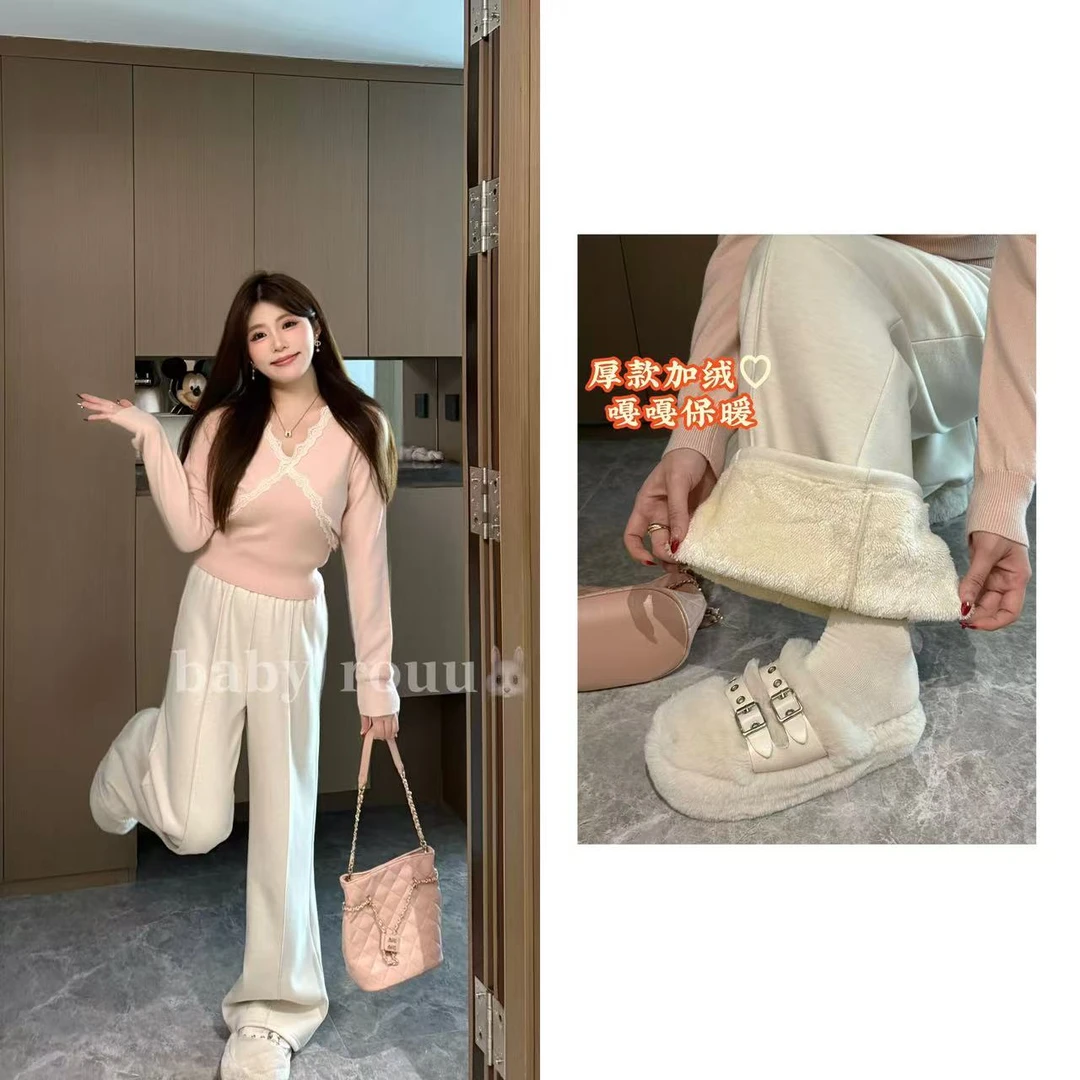 baby rouu【厚绒牙签裤】温与柔超厚北极绒保暖舒服宽松显瘦休闲裤