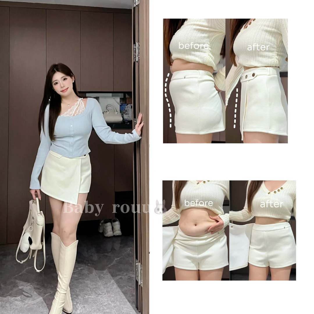 baby rouu【现货】【冬日伴侣】温与柔不规则纯欲辣妹显瘦秋冬裙裤