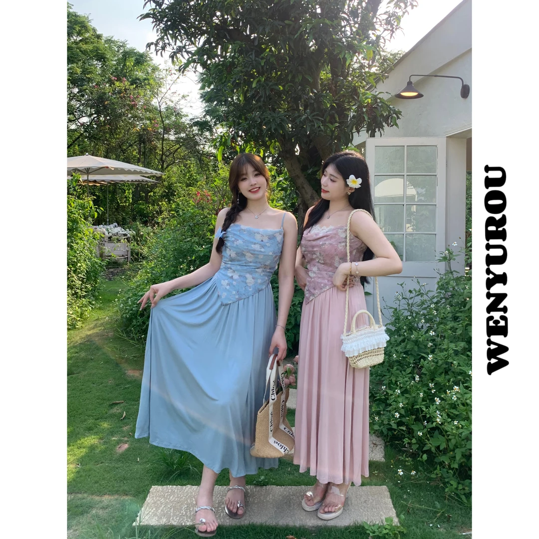 XQ麦600195/XQ麦600196温与柔【松弛感少女】微胖显瘦甜美裙子套装