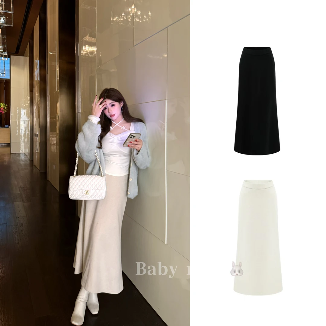 baby rouu【浅月温柔——半裙】温与柔慵懒气质温柔加绒长款鱼尾半裙