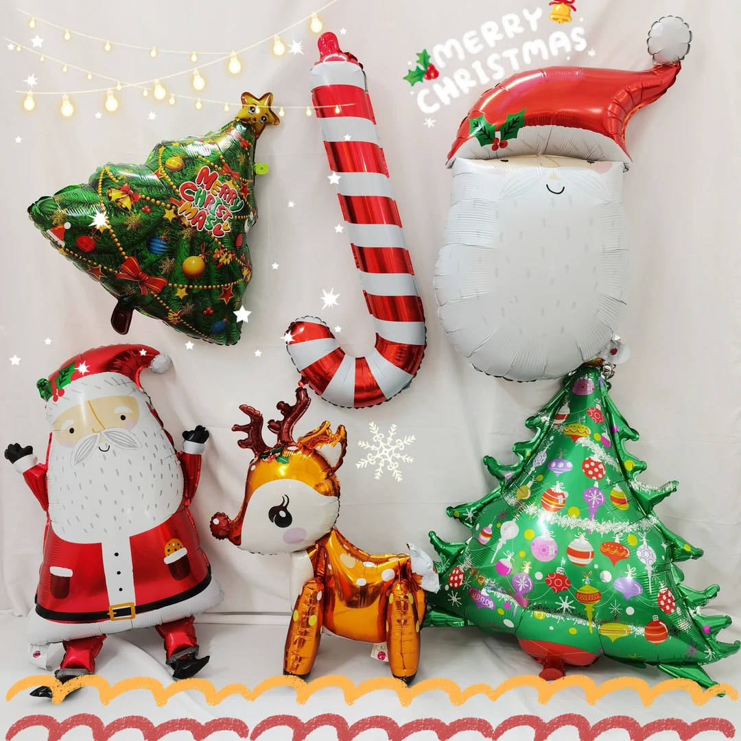 圣诞节充气铝膜加厚气球圣诞老人手腕气球派对聚会装饰气氛道具