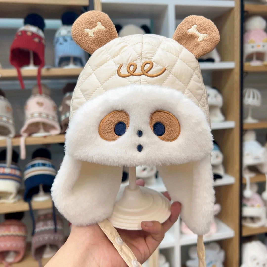 正品嘟嘟啦3461大眼睛小熊猫护耳帽