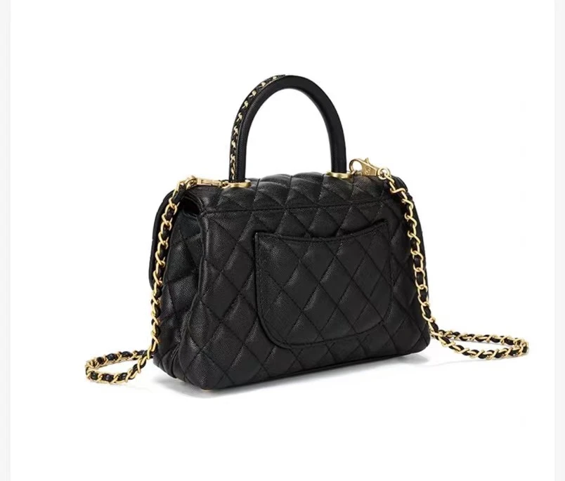 新款时尚高级感潮流单肩手提链条包-鱼子酱M23220黑色24*8.5*15