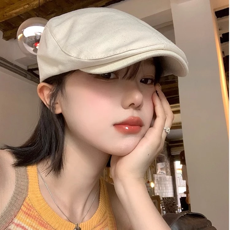 英伦风复古前进帽女冬季百搭反戴贝雷帽时尚大头围显脸小帽子休闲