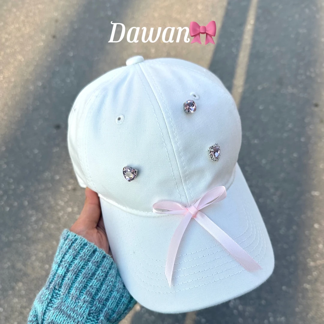 Dawan钻石棒球帽女韩版软顶棉简约百搭休闲鸭舌帽帽子甜美ins风