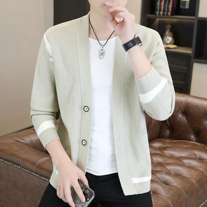 2024春秋季新款男士外套休闲针织开衫毛线衣外穿韩版修身潮流帅气