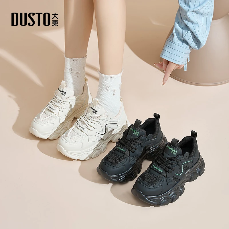 DUSTO/大东2025冬季新款学生厚底增高网面运动鞋时尚百搭女鞋0300