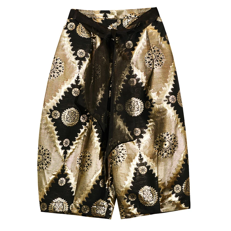 24211松紧腰包容性大欧根纱休闲裤（无飘带）