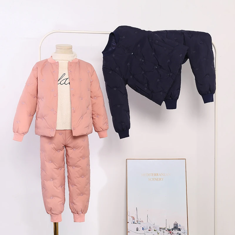 巴拉轻薄羽绒服男童中国风男童羽绒服冬季保暖女童羽绒6-12岁童装