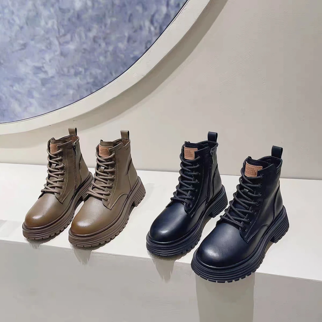 厚底马丁靴女2023新款秋季单靴厚底英伦风百搭显脚小显瘦