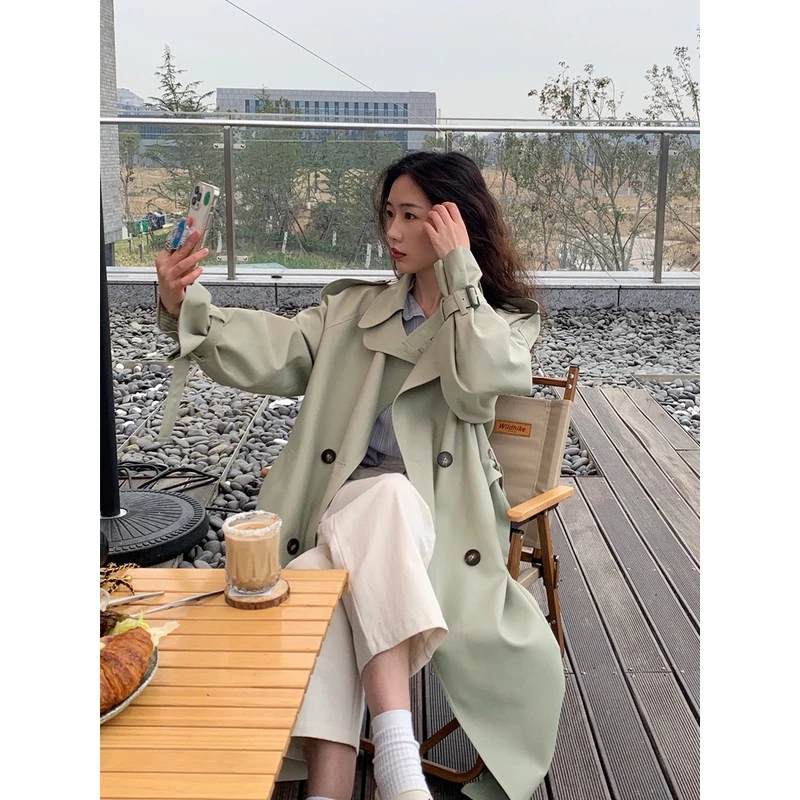 【F78】休闲风衣轻奢春秋中长款新款高级设计感小众小个子外套女