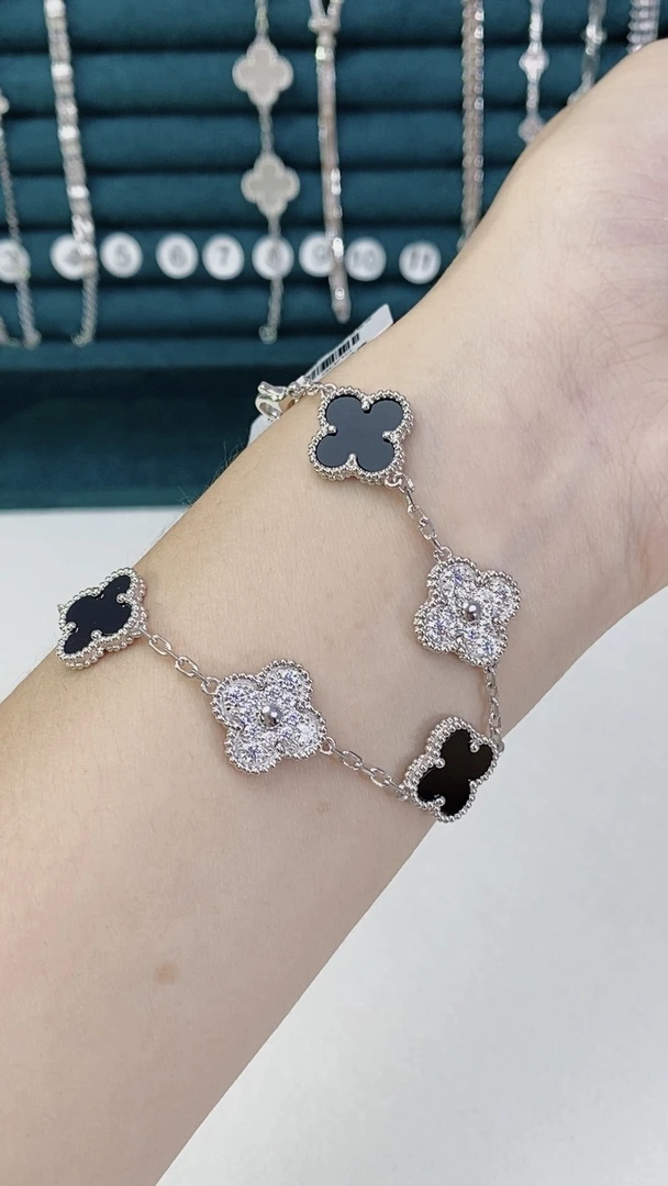 铂金 Pt950，熊猫黑白五花手链