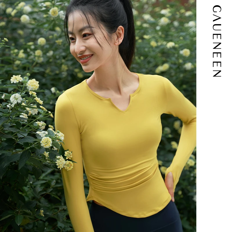 格宁瑜伽服女春夏长袖跑步健身运动上衣带胸垫N15018-D/N15019-D