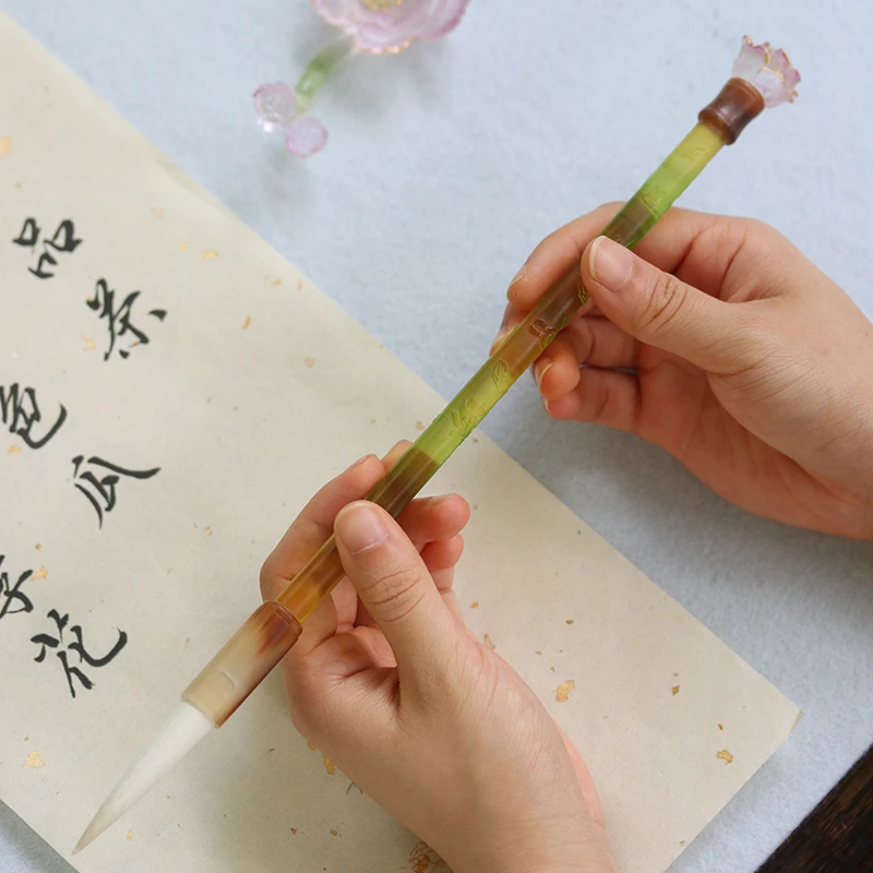 【心缘甄】十二花神琉璃牡丹湖笔毛笔