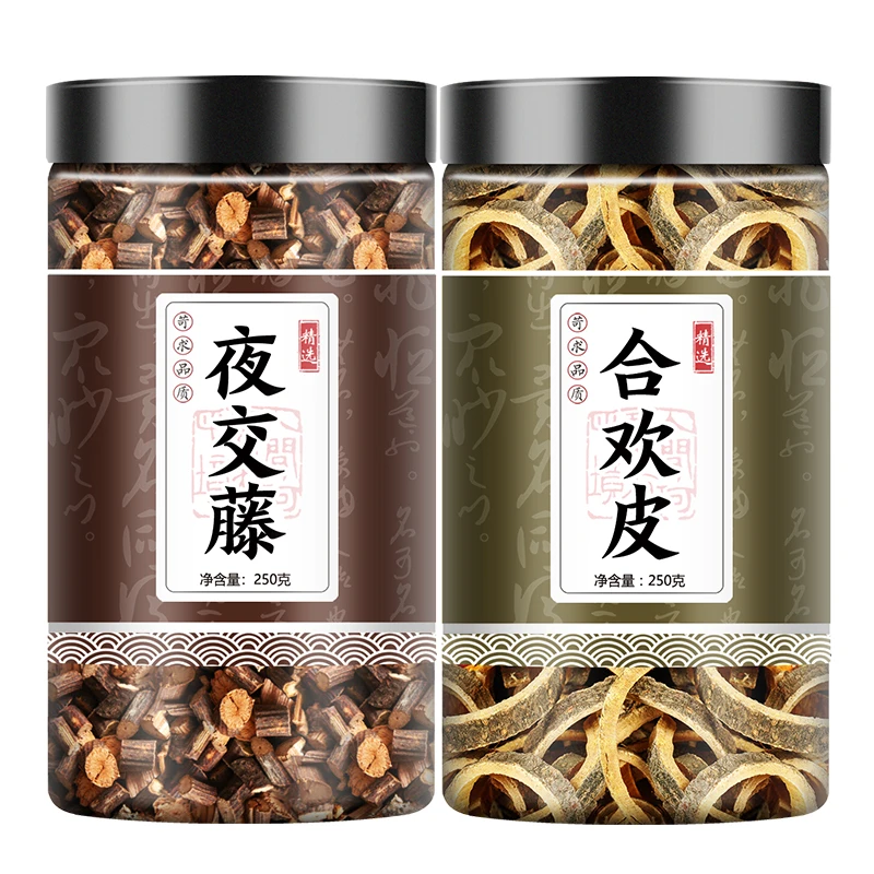 组合款中药材 野生夜交藤叶菜新货泡茶泡水 250g合欢皮食用包邮
