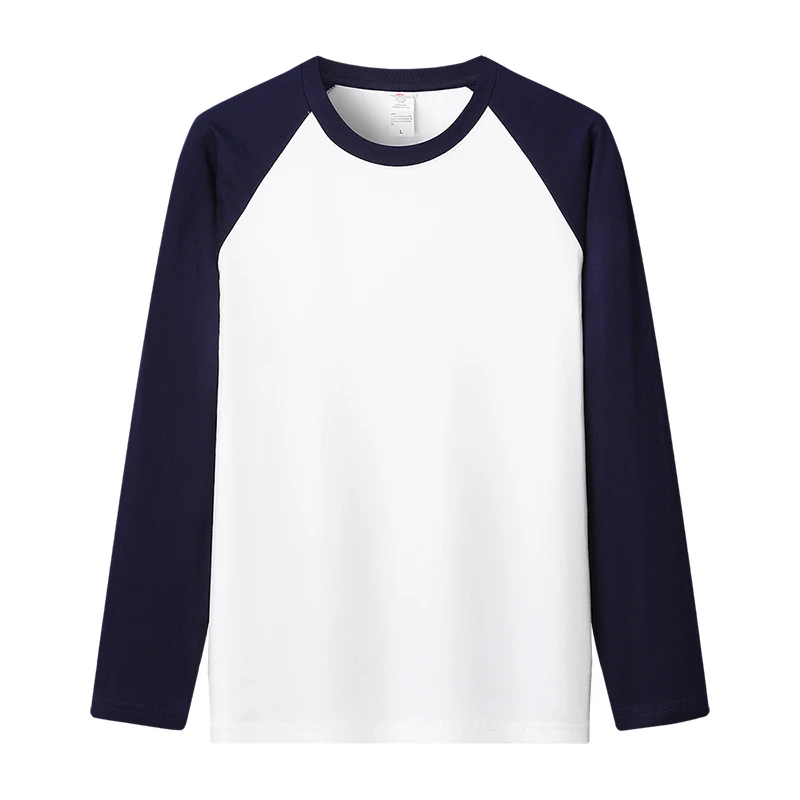 230G重磅纯棉长袖T恤衫男女休闲圆领宽松百搭打底衫撞色初秋上衣