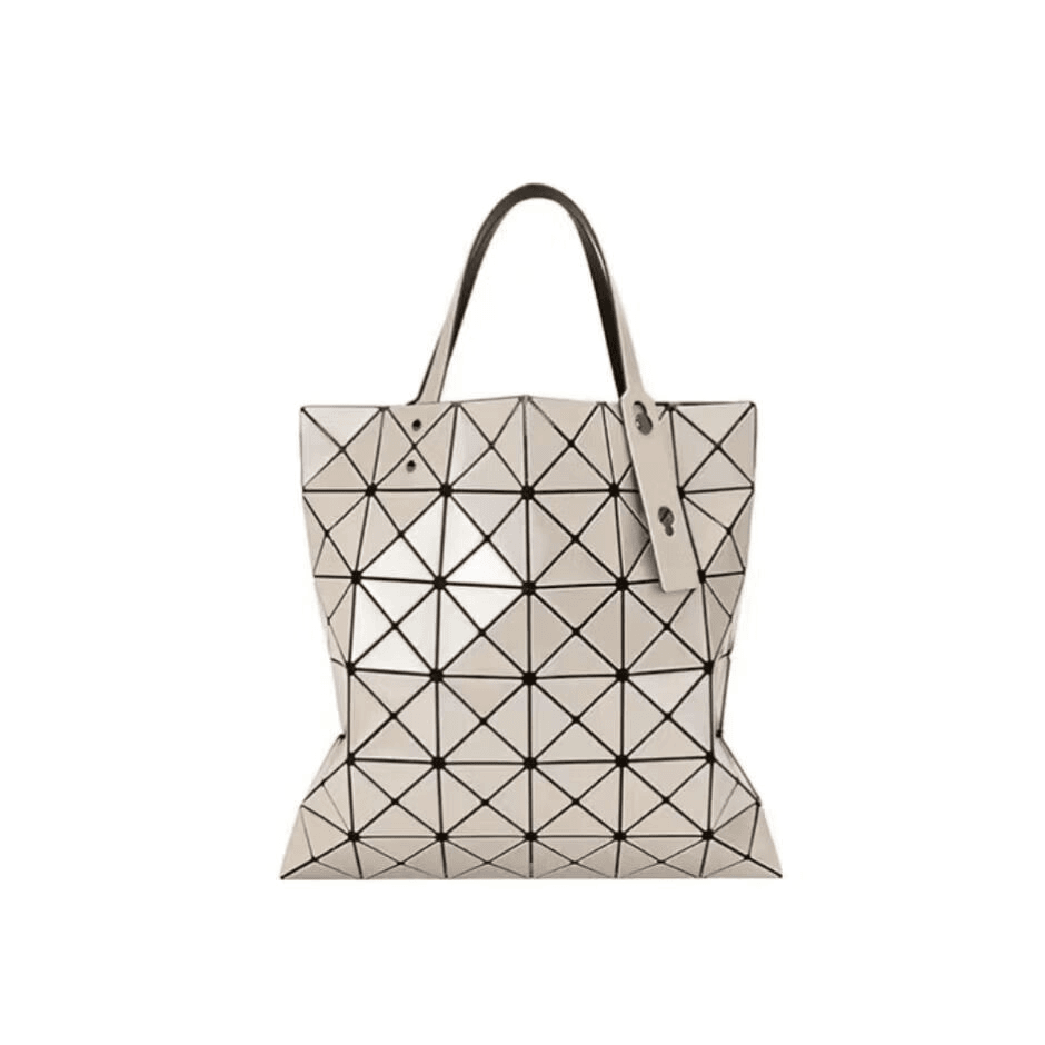 三宅一生 时尚轻奢女包 百搭经典六格PVC米色单肩手提包 奶茶色