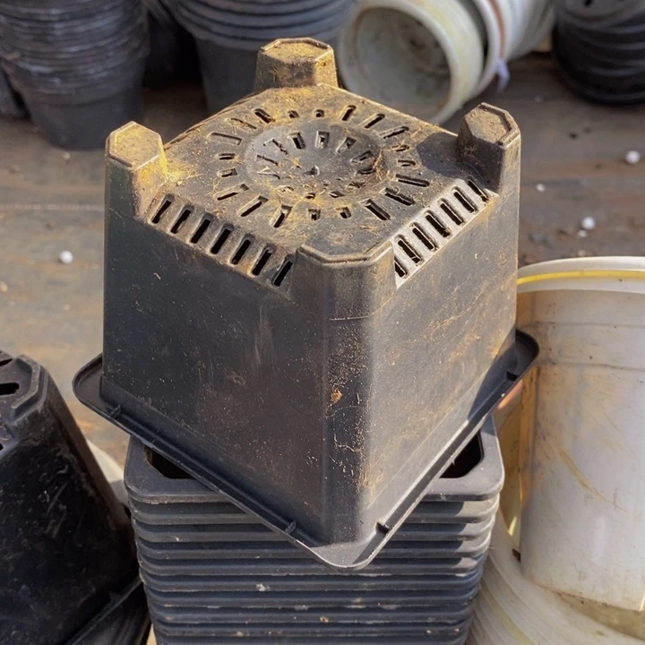 旧12公分黑方盆25个 高脚