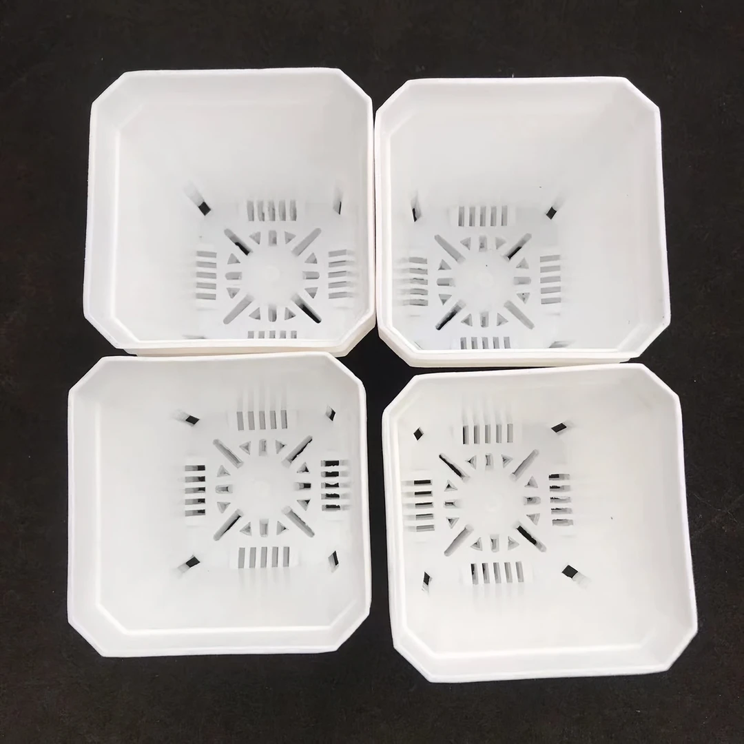 7公分加厚白方多肉景天花盆绿植塑料花盆白色透气简约耐用人工