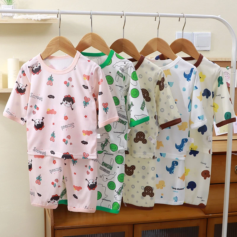 【无骨套装】儿童夏季短袖五分袖套装男女宝宝薄款空调家居服睡衣