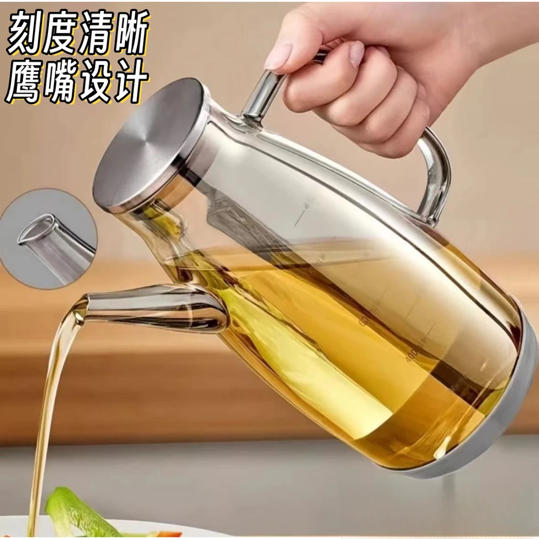 大号厨房专用高档玻璃油壶不挂油家用大容量防漏油装油瓶加厚透明