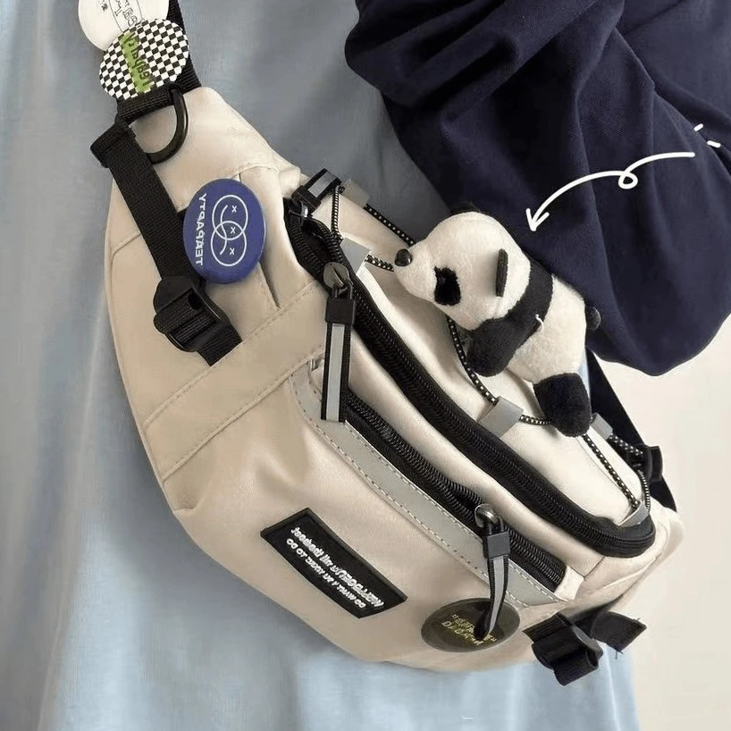 单肩斜挎包潮流港风胸包男休闲日系骑行运动腰包男女工装潮流街拍