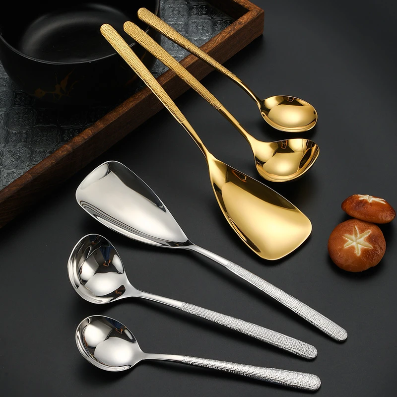 304不锈钢饭勺铲汤壳勺喝汤勺吃饭圆勺网红创意锤纹家用创意勺子