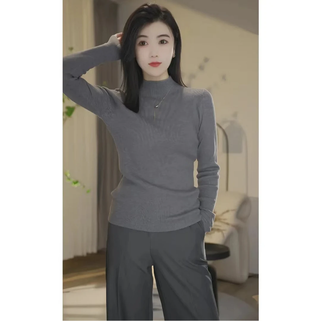 X4毛衫女打底衫秋冬高级感长袖半高领内搭