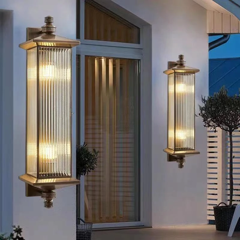 全铜长虹壁灯太阳能户外新中式别墅庭院走廊阳台墙灯防水超亮院灯