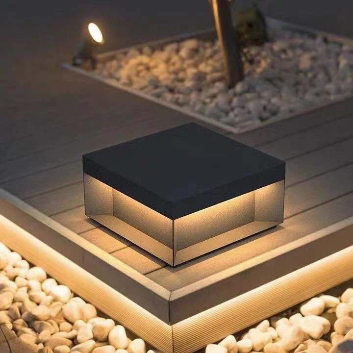 太阳能平盖不锈钢简约户外围防水别墅花园庭院墙门柱头灯景观装饰