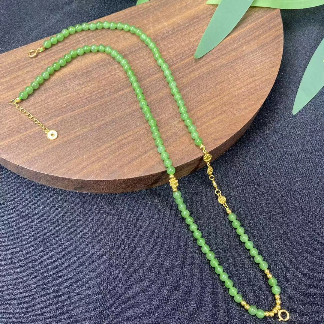 【七七专属】S925和田玉苹果绿平安喜乐项链 qqdc651