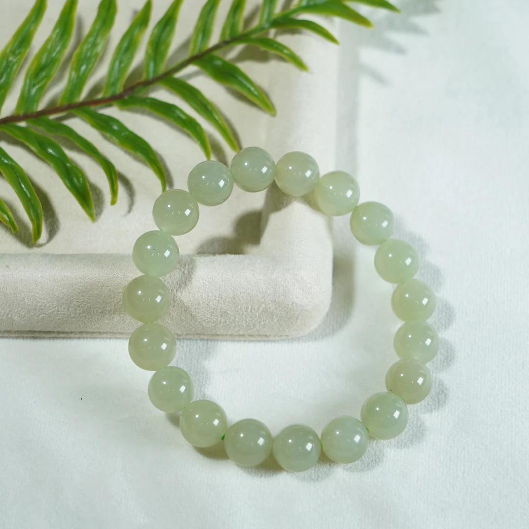 Gloire/古名【睿泽鉴宝】和田玉晴水葡萄肉素圈手串 MYF0173