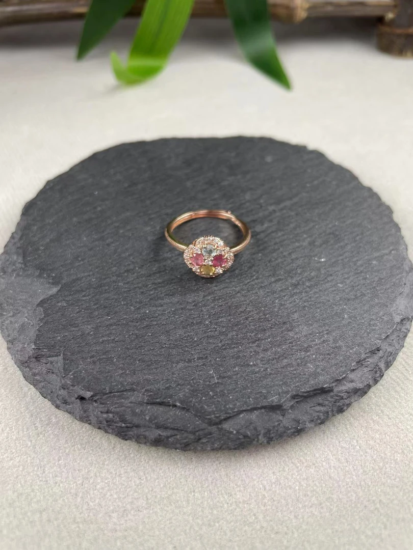 Gloire/古名 【睿泽鉴宝】 S925碧玺戒指彩色8*8*1mm SZB0034