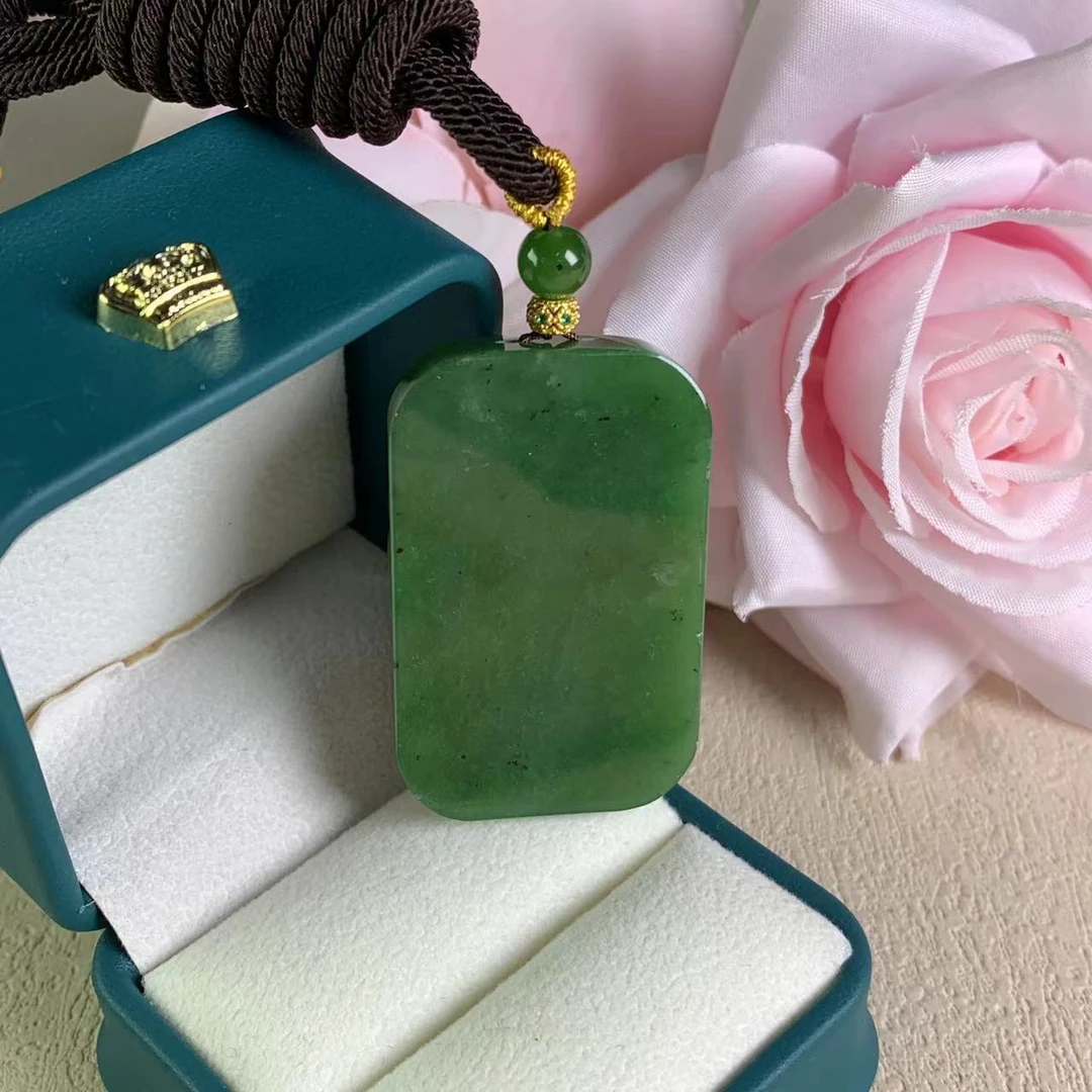 Gloire/古名【睿泽鉴宝】和田玉碧玉无事牌吊坠  43*27*7 ZBC1033