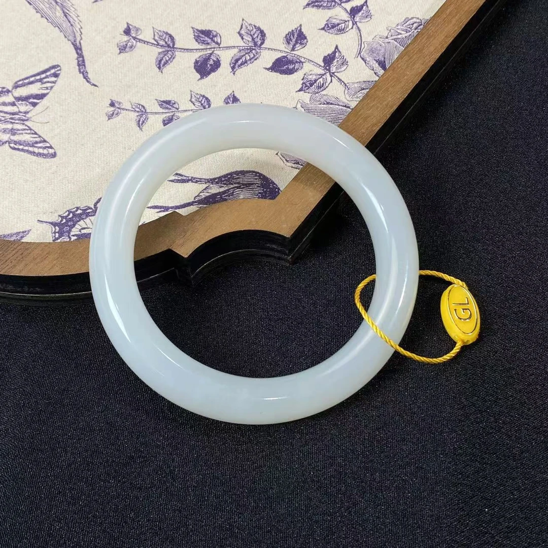 Gloire/古名【睿泽鉴宝】和田玉白玉手镯12*10 53-59# GL0074